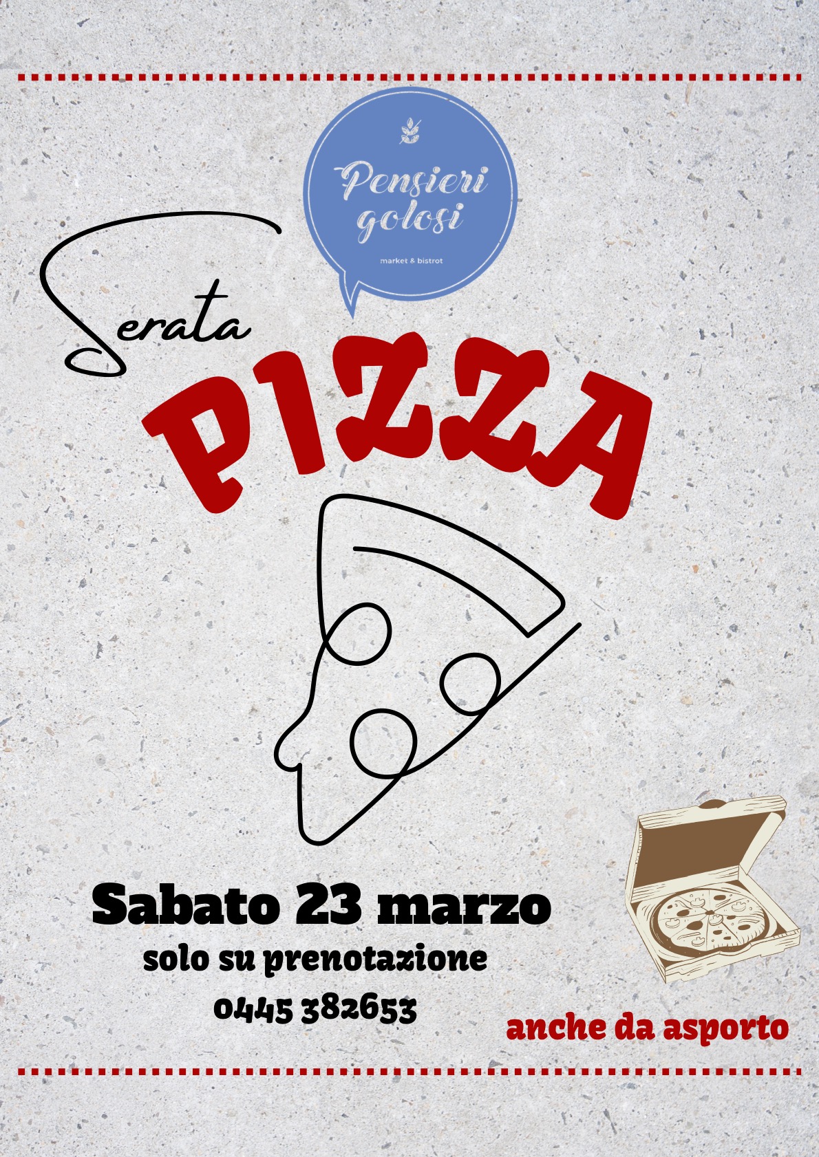 Serata pizza del 23 marzo 2024